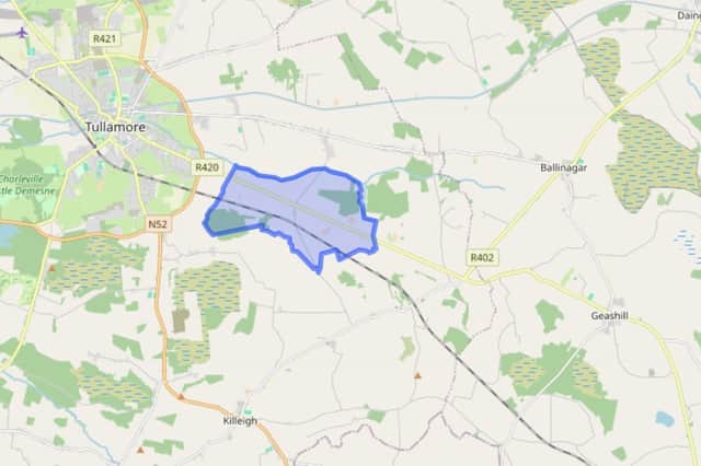 Location of the incident in Offaly shaded.