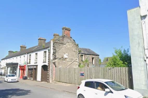 The derelict property at The Square, Rathdowney that has been CPO'd by Laois County Council.