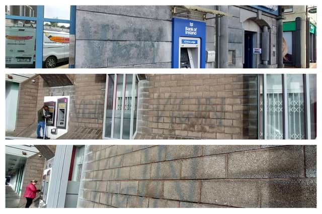 Criminal damage was caused to two banks in Portlaoise