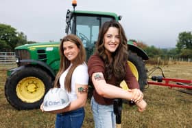 Samantha Maureen Heaney aka Sammy TV and Mary-Claire Fitzpatrick, ambassadors for Gas Networks Ireland, raising awareness of pipeline safety and the need to Dial Before You Dig before breaking ground, ahead of their stint at the National Ploughing Championships handing out tattoos to get the safety message out. 