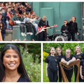 Kiêu Conroy from Mountmellick peformed with U2 in Mount Temple. Also pictured with fellow musicans in Music Generation Laois. 