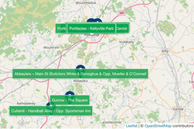 Official Laois stops on the 858 bus route