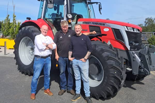 Noel Dunne with William Goodwin of EV Condell and PJ Gallagher, all set to take his driving test again for the RTÉ One show Random Driving Test - not in his Massey Ferguson! 
