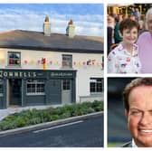 O'Connell's pub, restaurant and guesthouse in Cullohill; owners Anne-Marie and John Scanlan and Marty Morrissey.