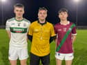 Captains Ben O'Connor and Ben McCann with referee Colin Bailey