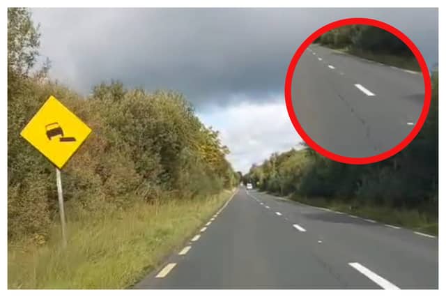 Cracks on the N80 Portlaoise to Mountmellick road over Clonreher bog.