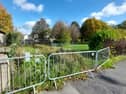 The damaged lawn and hedge at Rossvale, Portlaoise, caused as access was gained to public services during construction on a new estate across the road, Cedar Woods.