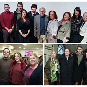 Cast and crew at the screening of Thresholds at the Dunamaise Arts Centre.