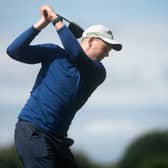 Walter Walsh teeing off for the 2026 Laois GAA Golf Classic at Portarlington Golf Club. 