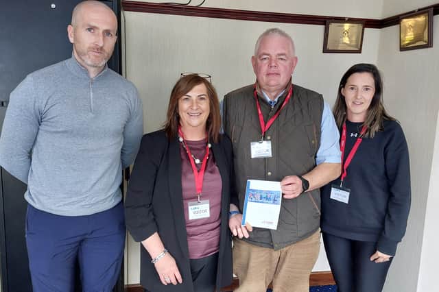 Laois Sports Partnership program manager Liam Clancy, CEO Caroline Myers, Ciarán Reilly chair and Martha Kelly communications officer after their presentation to Laois County Council in October 2026.