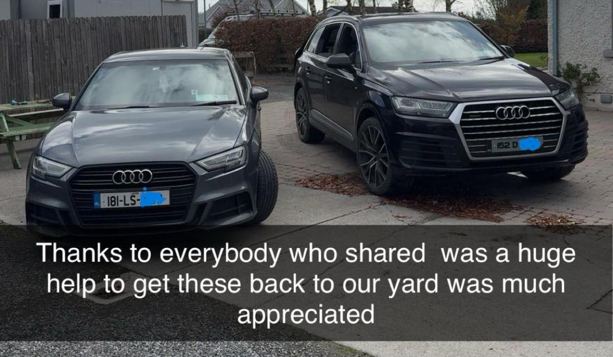 Audi jeep and car stolen after dog drugged by armed raiders at Laois family business recovered