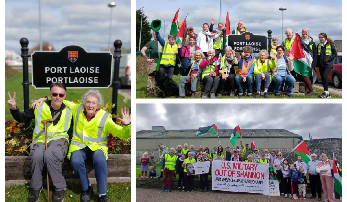PICTURES: Portlaoise welcome for 91 year old peace protester walking across Ireland