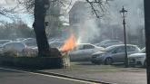 WATCH: Car erupts into flames in busy Laois square