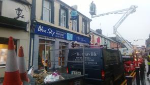 VIDEO: Portlaoise Main Street closed as dangerous chimney dismantled during storm