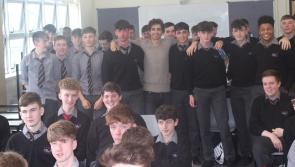 Robert Sheehan popped home to Portlaoise last week and visited the students at St Mary's CBS