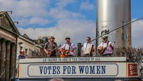 Watch a rousing performance in Mountmellick by trad band Rake the Ashes who return to Laois this month