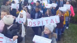 Save our hospital chant the children of Laois school who protest downgrade #watch