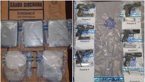 Two men arrested in Midlands as Gardaí seize six handguns and over €300,000 of suspected drugs
