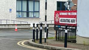 Fire Brigade recruitment poster ''Under Fire"  in Rathdowney