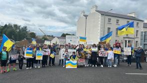 WATCH: Laois Ukrainian community stage protest in Portlaoise after rocket attack on children's hospital 