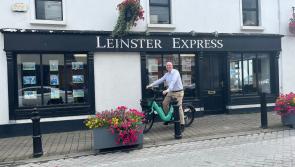 Historic carbon-neutral local Laois journalism in Portlaoise on an e-bike 
