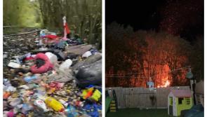 PICTURES: 'Serious' huge pile of rubbish set on fire next to Laois homes