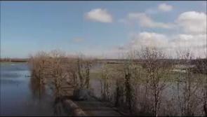 Watch drone footage  of Mountmellick surrounded by a sea of Storm Ciara flood water