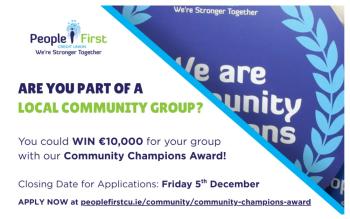 People First Credit Union launches Community Champions Award with €10k prize for local groups