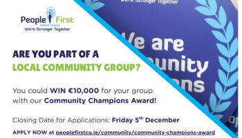 People First Credit Union launches Community Champions Award with €10k prize for local groups