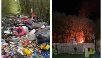 PICTURES: 'Serious' huge pile of rubbish set on fire next to Laois homes