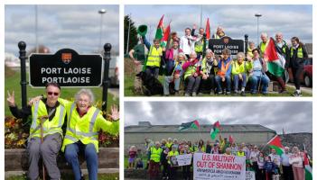 PICTURES: Portlaoise welcome for 91 year old peace protester walking across Ireland