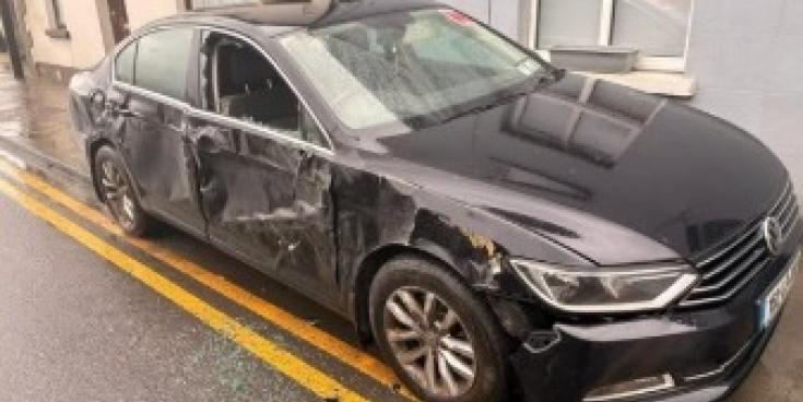 'I'm a bit shocked' parked car in Laois smashed by passing tractor and slurry tank