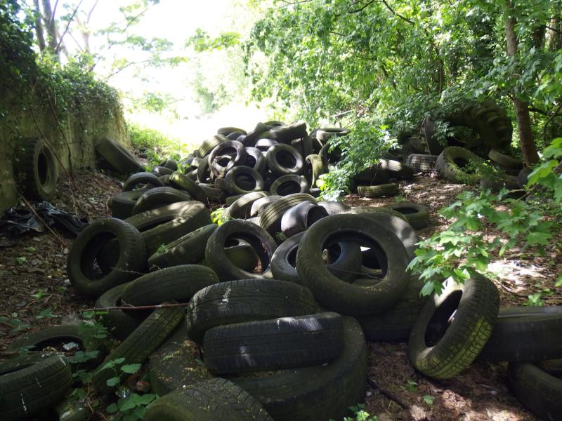 Illegally dumped tyres