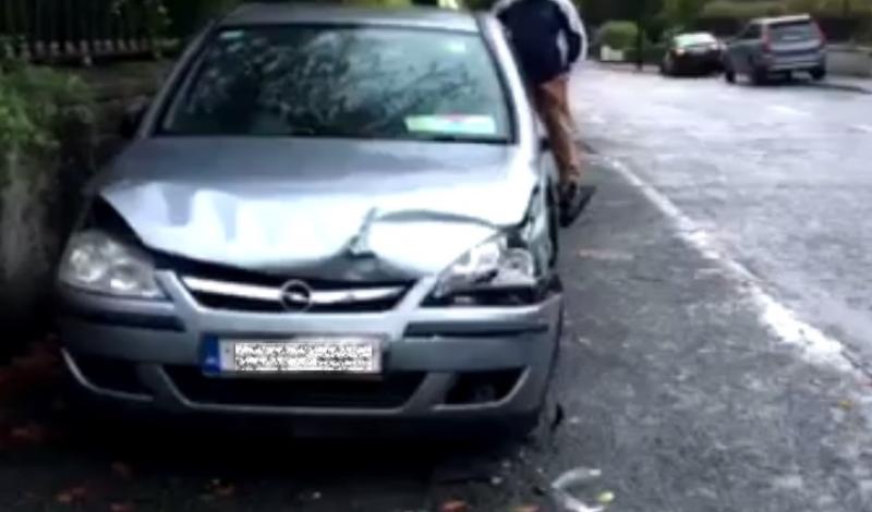 Passing car crashed into two parked cars on busy N80 road through Mountmellick