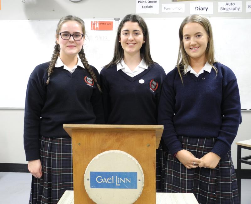 Three Laois secondary school teams have excelled in a midlands Gael Linn debate