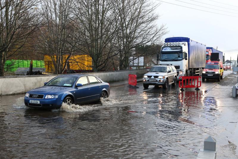 A flood on the Barrow Bridge in Portarlington in 2017. Photo: Michael Scully.