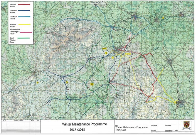 What roads does Laois County Council grit in icy weather?  