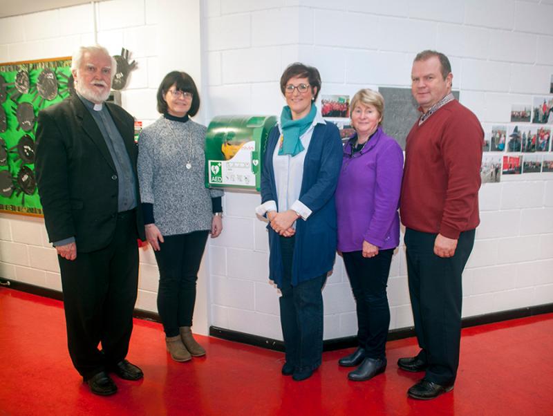 Defibrillator presented to Our Lady's Meadow NS in Durrow, Laois