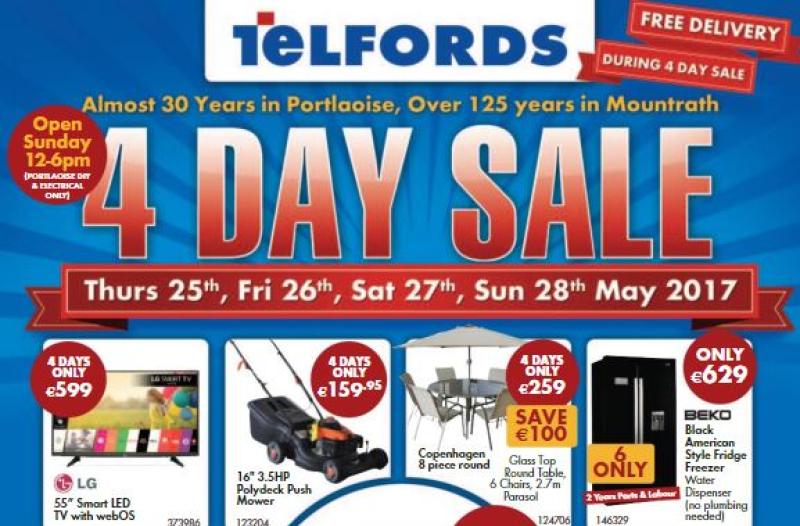 4 DAY SALE: Telfords are holding a fantastic 4 Day Sale with not to be missed special offers 
