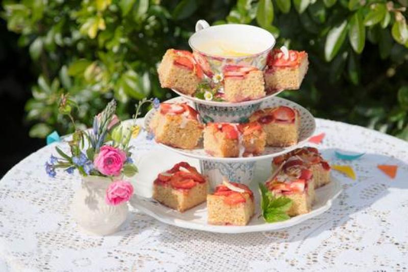 Lemon Coconut Strawberry Squares by chef Catherine Fulvio & Siúcra