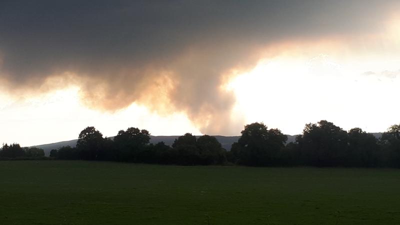 Fire darkens the sky over the Slieve Bloom mountains this evening July 4, seen from Mountmellick. 