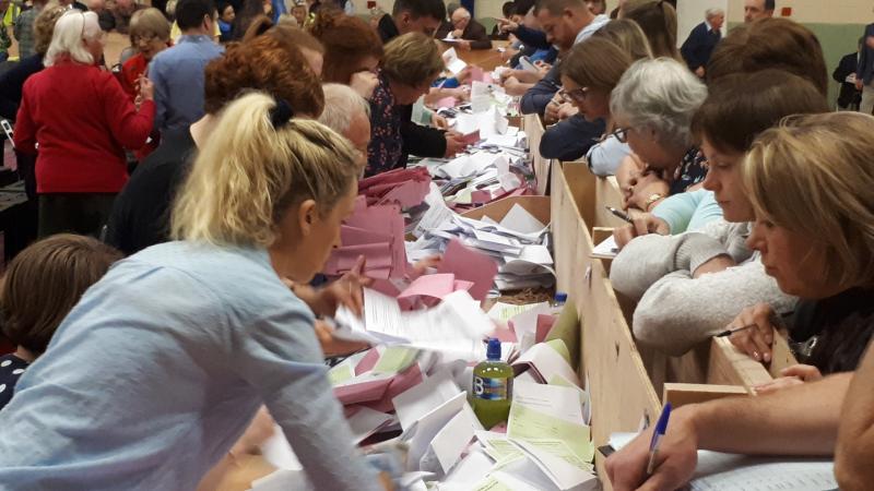 Tallies and vote sorting underway at St Mary's Hall in Portlaoise