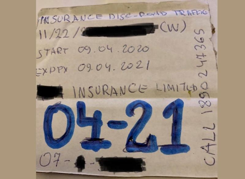 Limerick motorist faces prosecution over ‘homemade’ insurance disc made during lockdown
