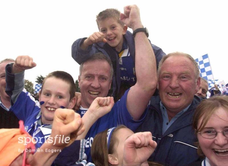 Laois manager Sean Dempsey being congratulated after the game