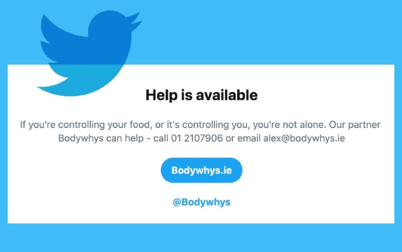 Twitter partners with Bodywhys in support of people affected by Eating Disorders
