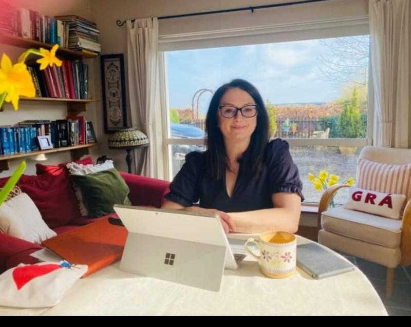 Grainne Territt working at home in Portarlington. Photo: Paula Campbell