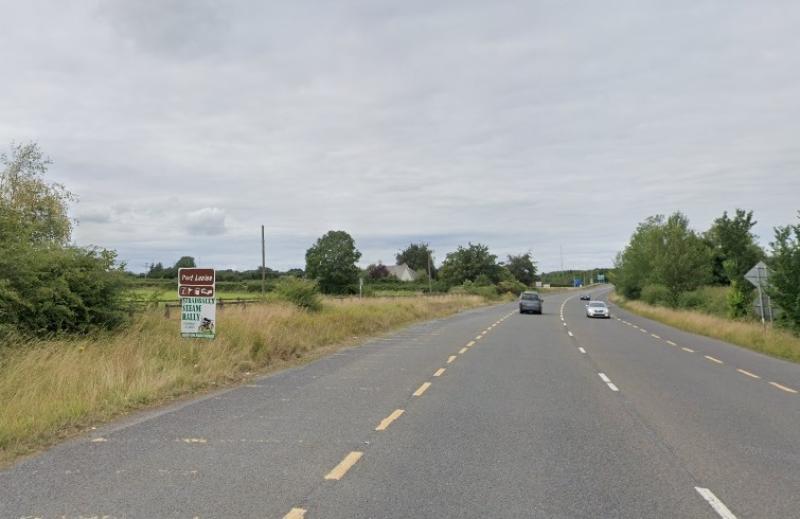 Broken roadside fence beside busy Portlaoise approach road