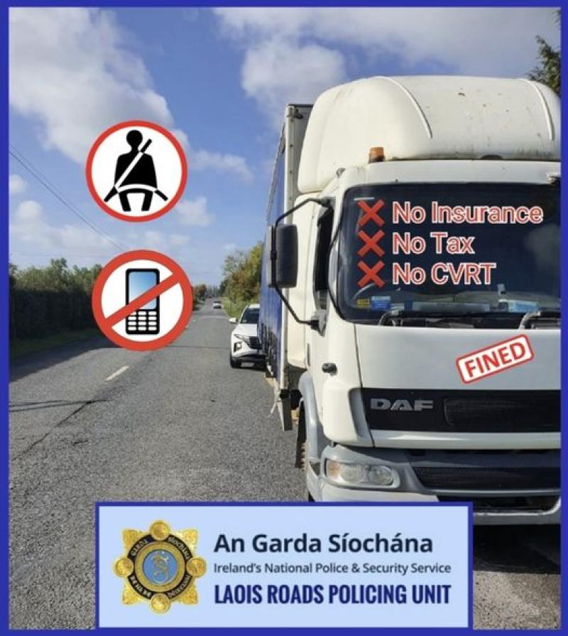 Gardai offer advice after seizing truck in Laois