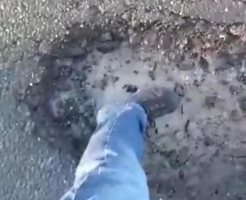Watch: 20cm deep pothole damages car in Laois 