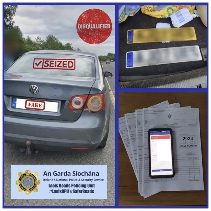 Laois Gardai stop car fitted with false plates 